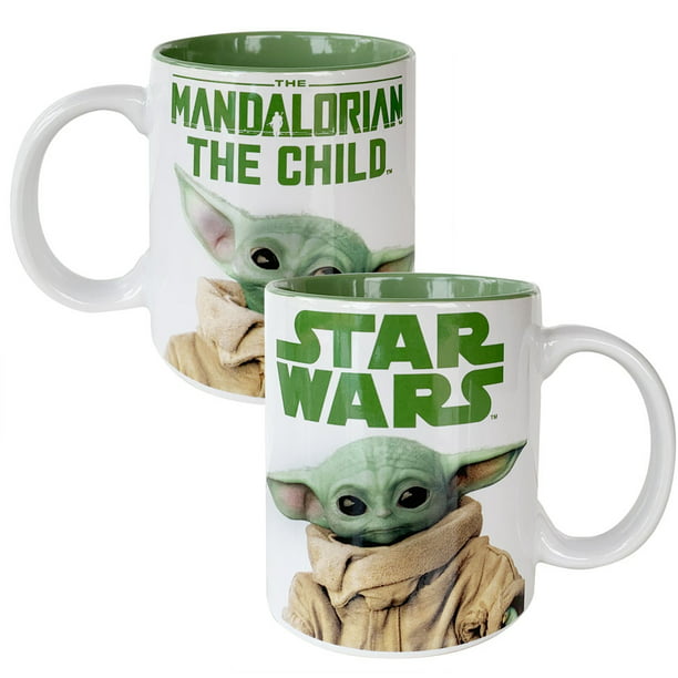Baby Yoda Cute Mandalorian white travel coffee mug